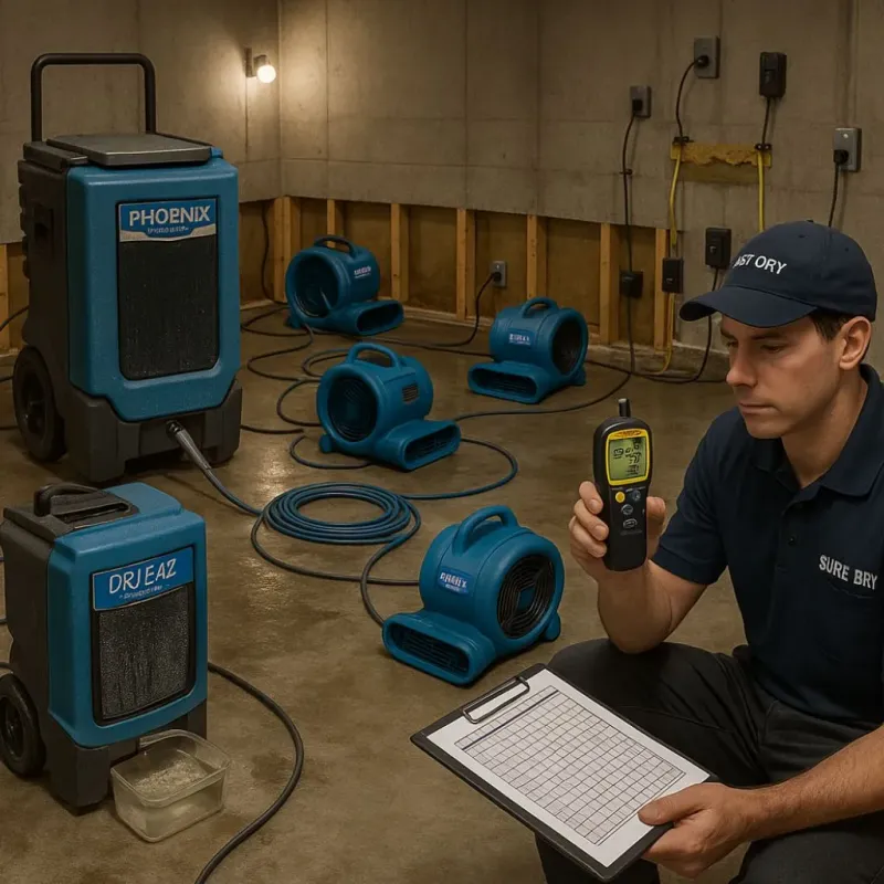 Structural Drying and Dehumidification process in Orangetree, FL
